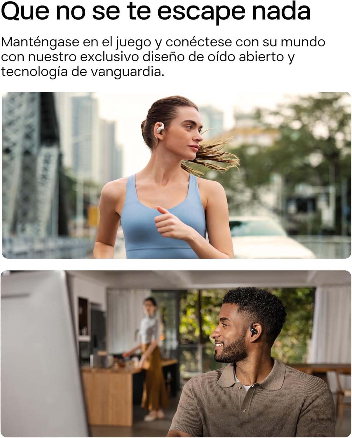 SHOKZ Auriculares Open-Ear OpenFit 2, True Wireless Bluetooth, micrófono, Auriculares de Gancho, 48 Horas de reproducción, Carga rápida, Resistencia al Agua IP55, Bolsa de Transporte,Beige 8