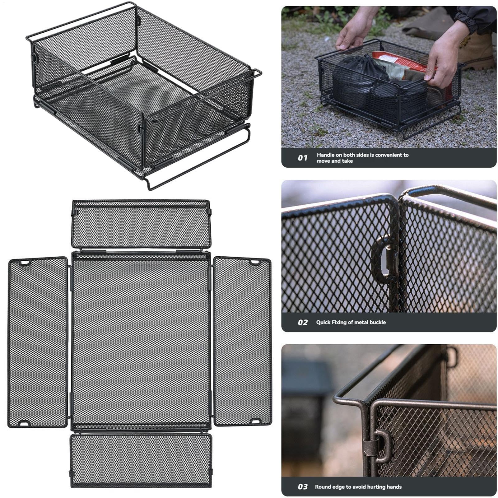 Cestino in Rete Contenitori Metallici Pieghevoli Resistenti | Cucina e Casa per Congelatore Campeggio Giardinaggio