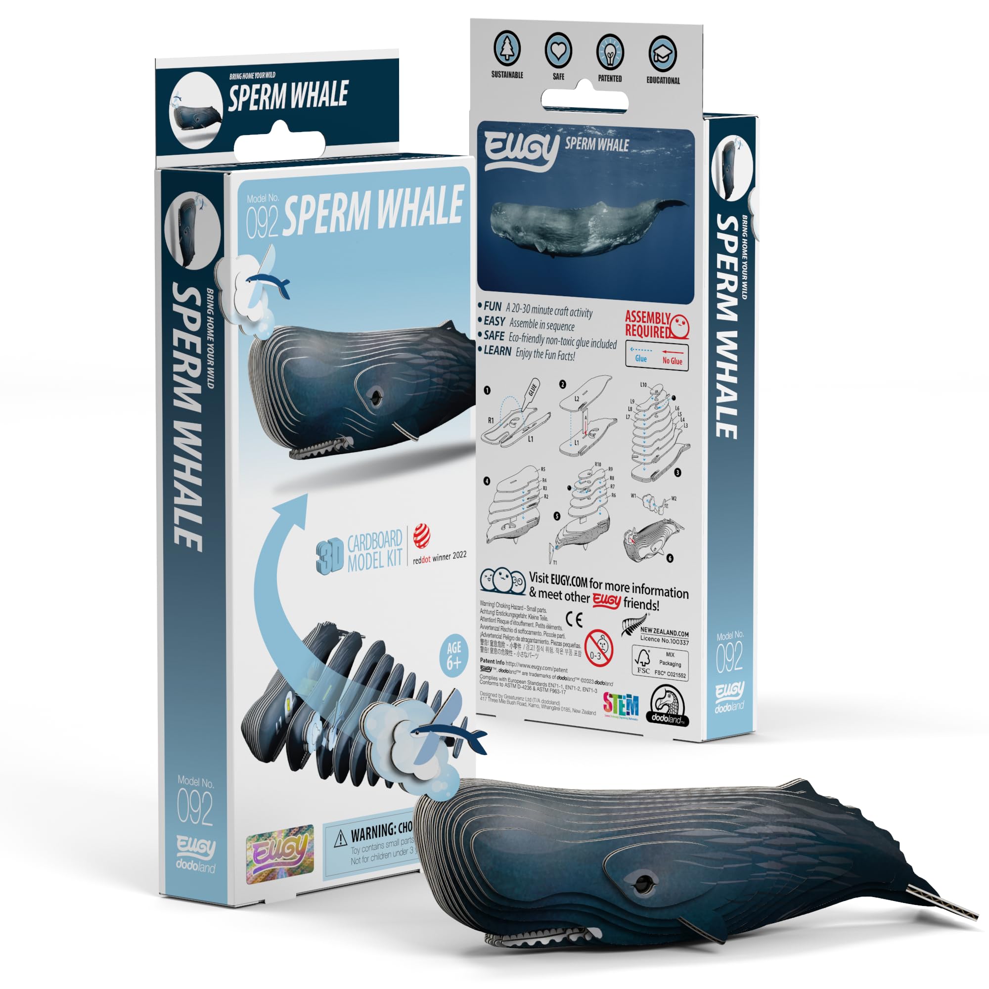 EUGY 650092 Whale, 3D Animal Puzzle for Children and Adults to Assemble DIY Animal Figure, Craft Set from 6 Years - Image 4