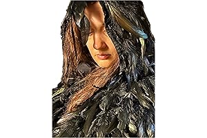 Black Hooded Feather Cape - Feathered Cloak - Fashion Gothic Mens or...