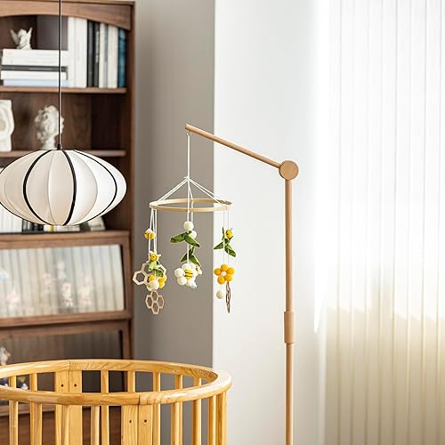 Miniatura 6 de Brazo móvil para cuna de pie de madera, brazo móvil de 61 pulgadas para cuna, colgador móvil móvil para bebé, fuerte accesorio antidumping, madera