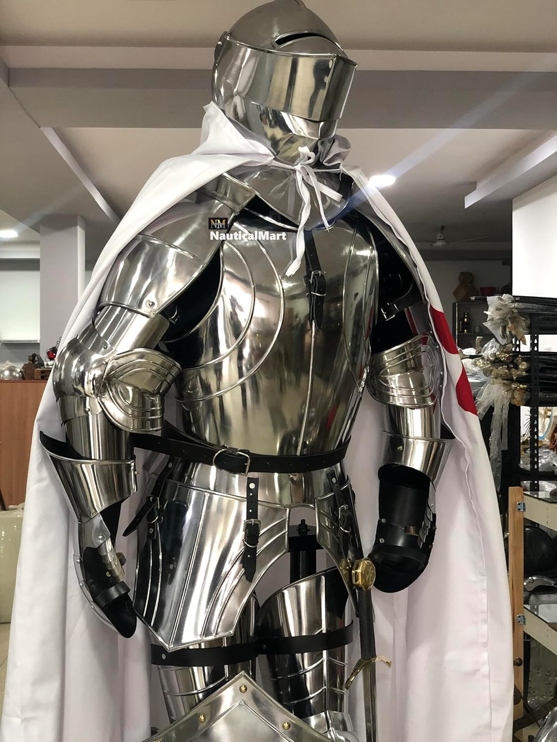 NauticalMart Medieval Kinght Combat Full Body Armor Plate Armour Complete set with Crusader Tunic