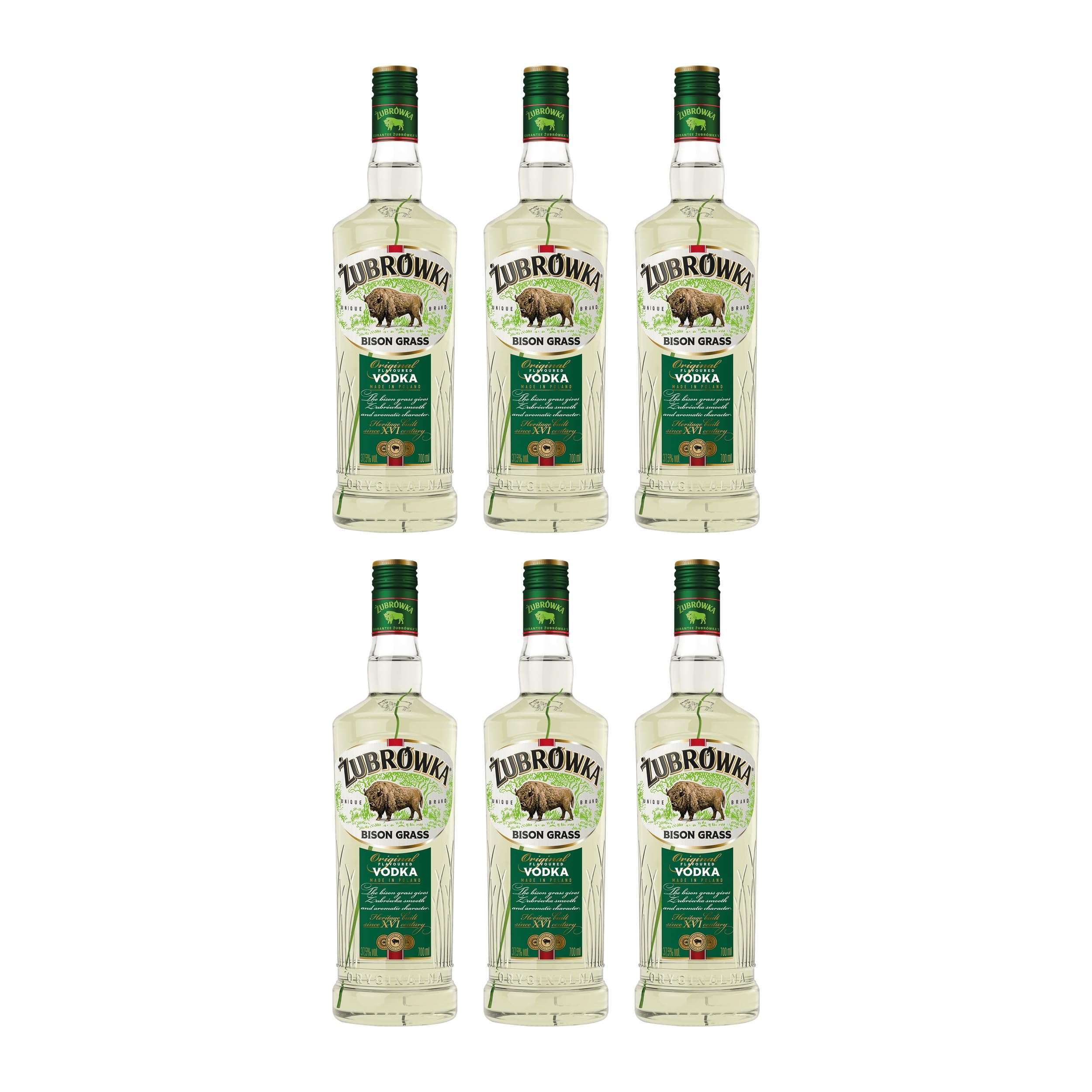 Zubrowka Bison Grass Vodka mild Polen inkl. FeinWert E-Book (6 x 0.7 l)