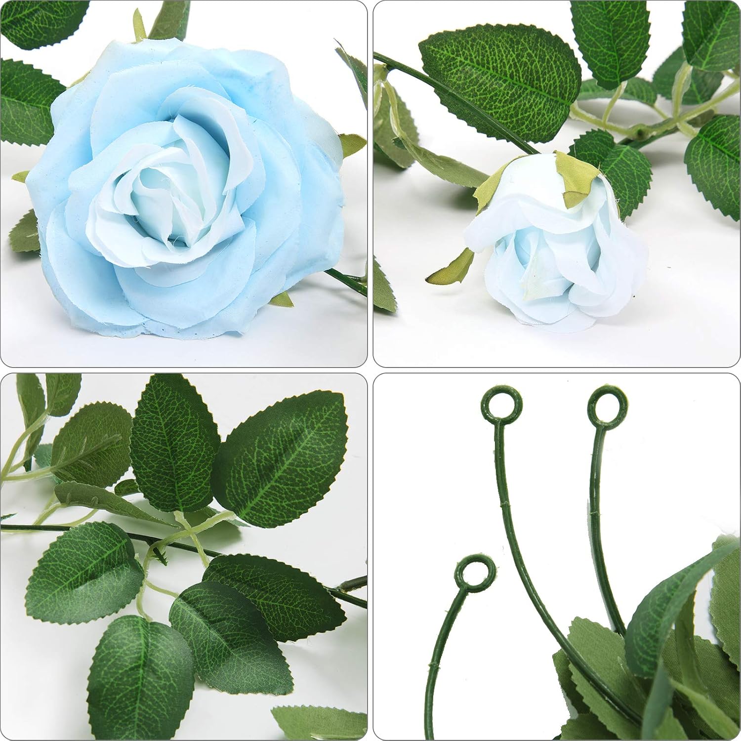 U'Artlines 3Pcs Artificial Rose Vine Garland Total 19.68Ft Silk Flower Hanging Baskets Plants for Indoor Outdoor Home Wedding Arch Garden Wall Decor（Set of 3, Blue）
