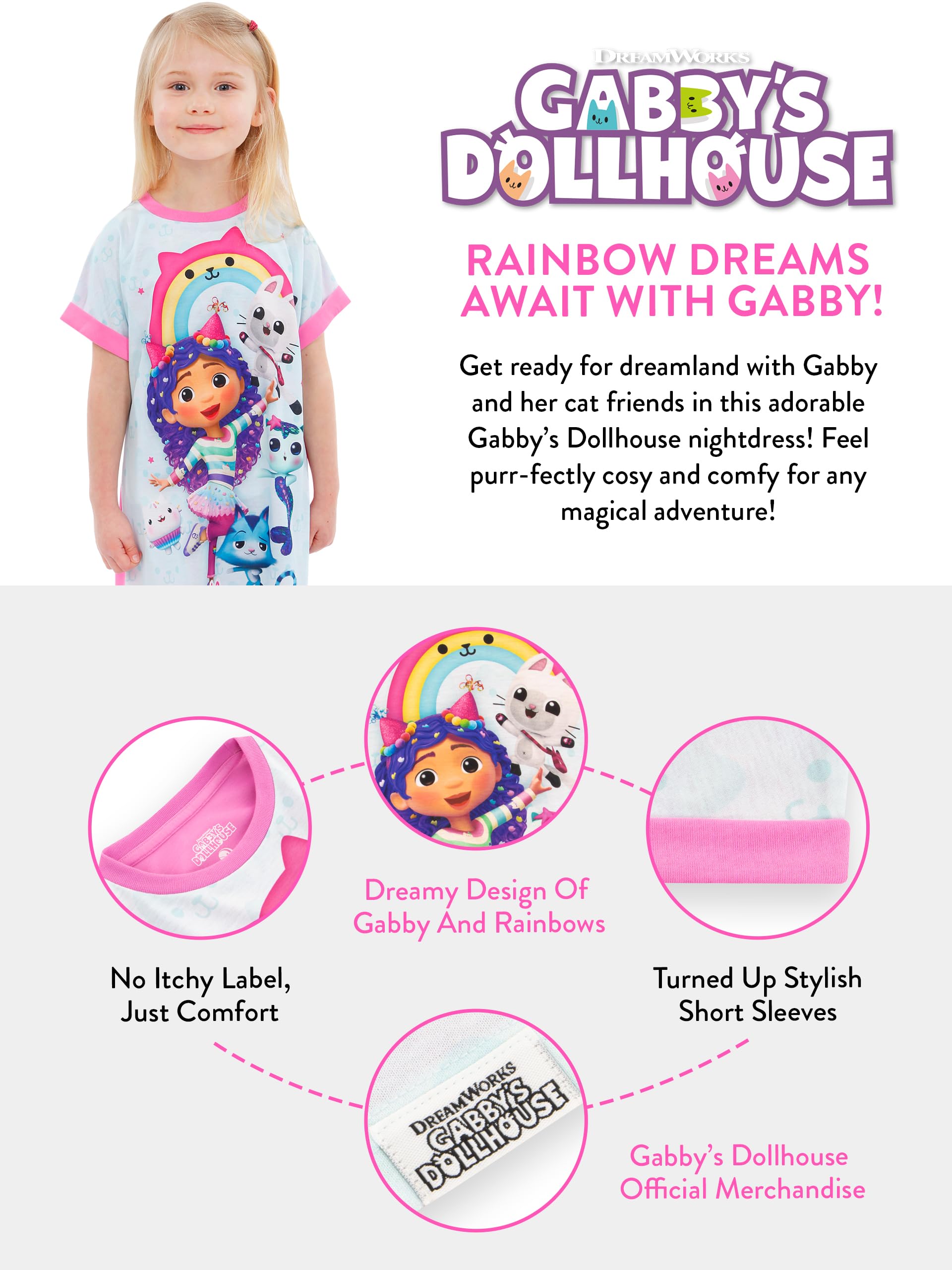 DreamWorks Gabby Et La Maison Magique Chemise De Nuit | Gabby Chat Chemises De Nuit Fille | Robe De Nuit pour D'Ete