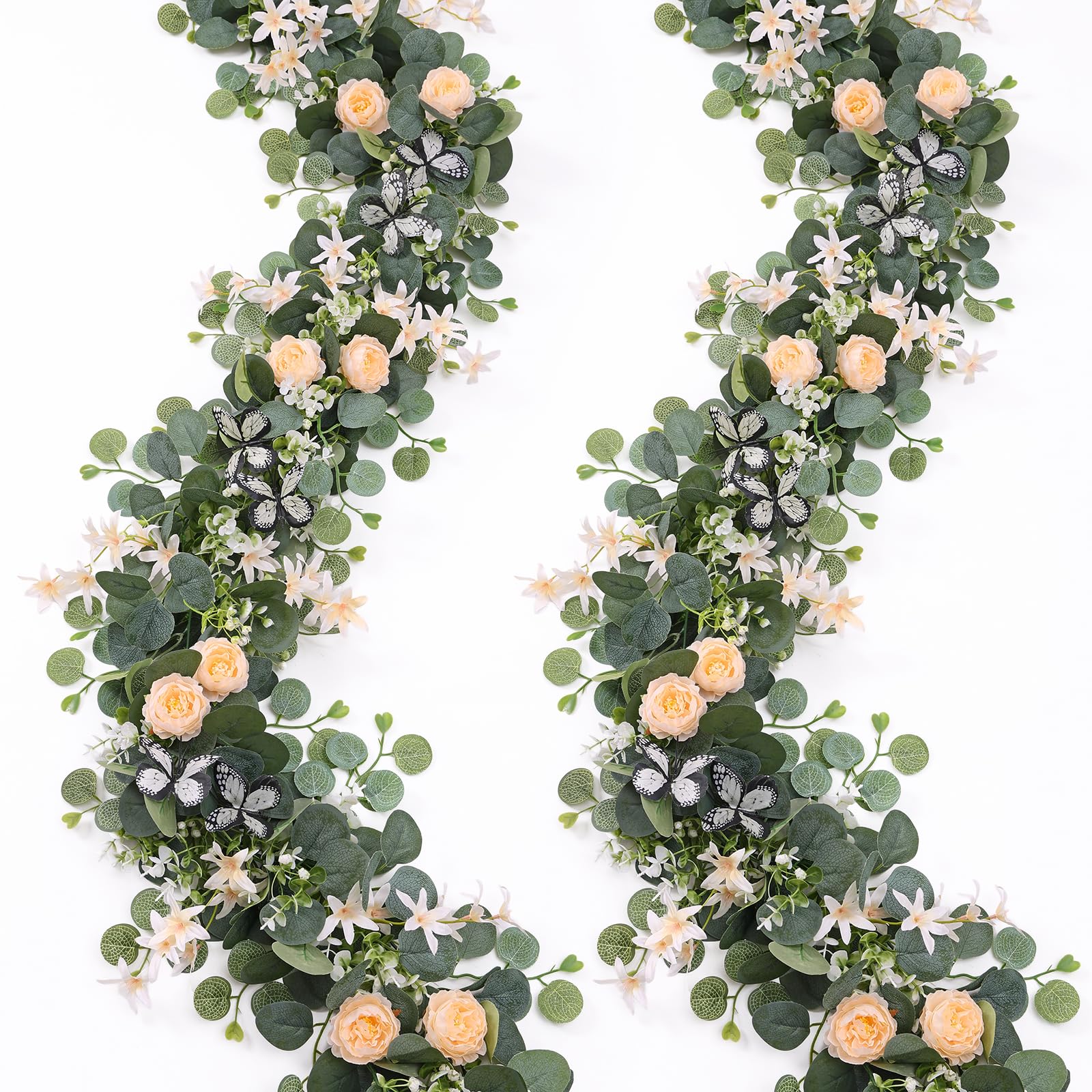 SOMYTING 2 Pcs Artificial Flower Garland 200cm Eucalyptus Garland(Champagne