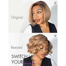 LUVME HAIR 8 Inch Ash Blonde Blunt Cut Bob Wig Human Hair Pre Cut Glueless HD Lace Closure Wig Mature Boss Side Parted Ombre Straight Short Wig