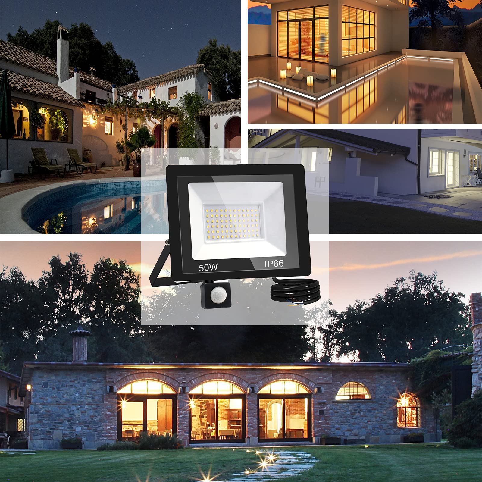 LED Strahler Außen Mit Bewegungsmelder 100W: 10000LM 3000K IP66 Flutlicht | Außenstrahler Scheinwerfer Aussenlampe für Garten, Garage, Hof
