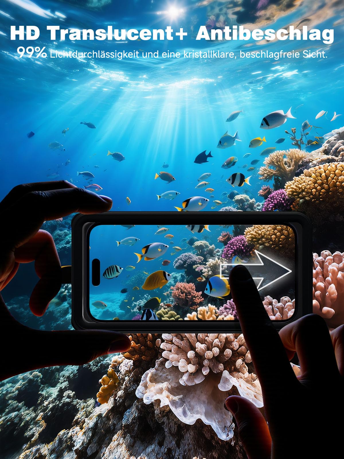 YIMONA wasserdichte Handyhülle,Upgraded IPX8 6,9 Zoll Unterwasser Handyhülle zum Schnorcheln Universal handyhülle wasserdicht,Unterwasserbildschirm berührbar,Full-HD Bildschirm (Schwarz)