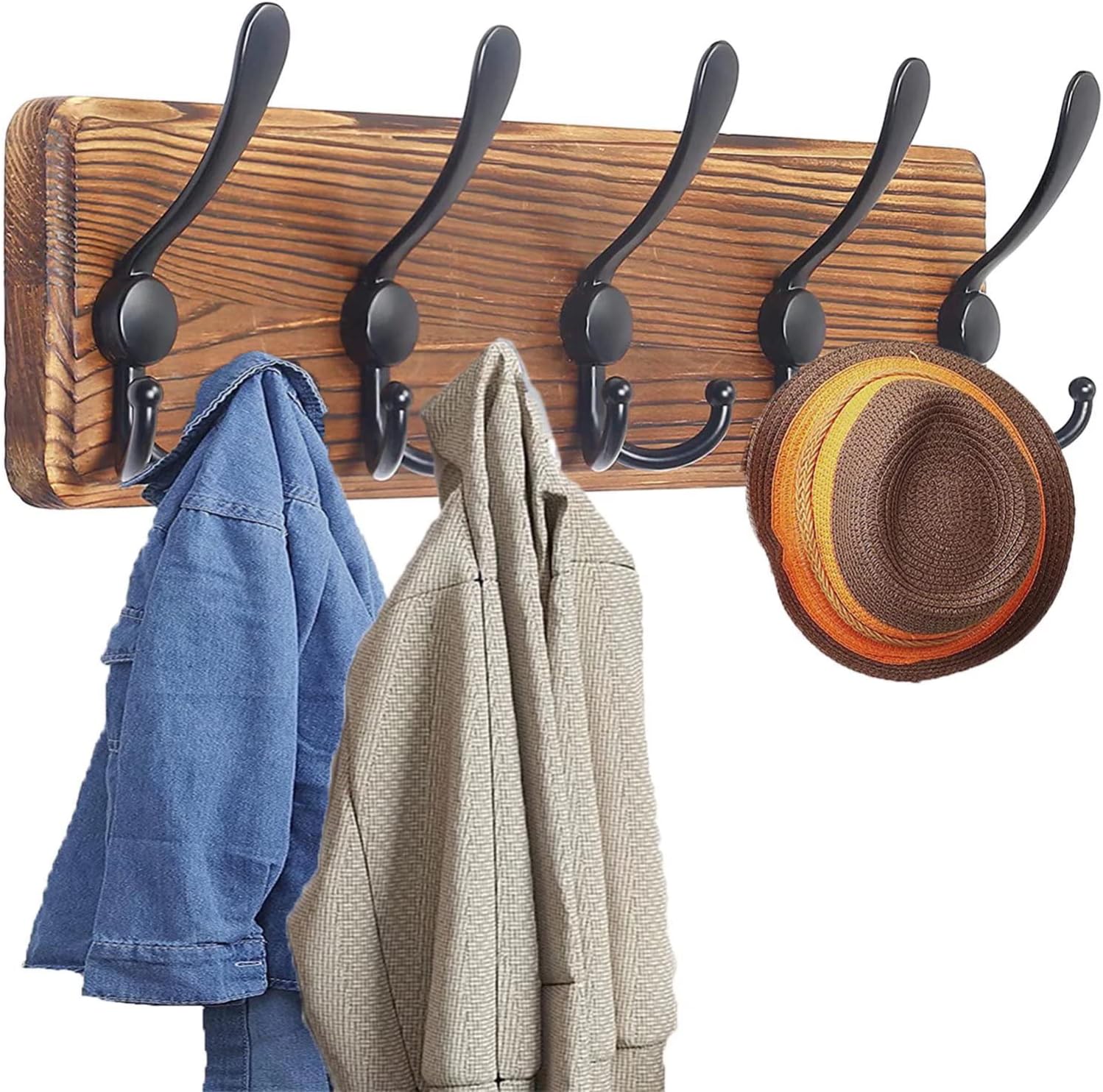 Coat Hook Rack Wall Mounted Tri Hooks Towel Rack with 5