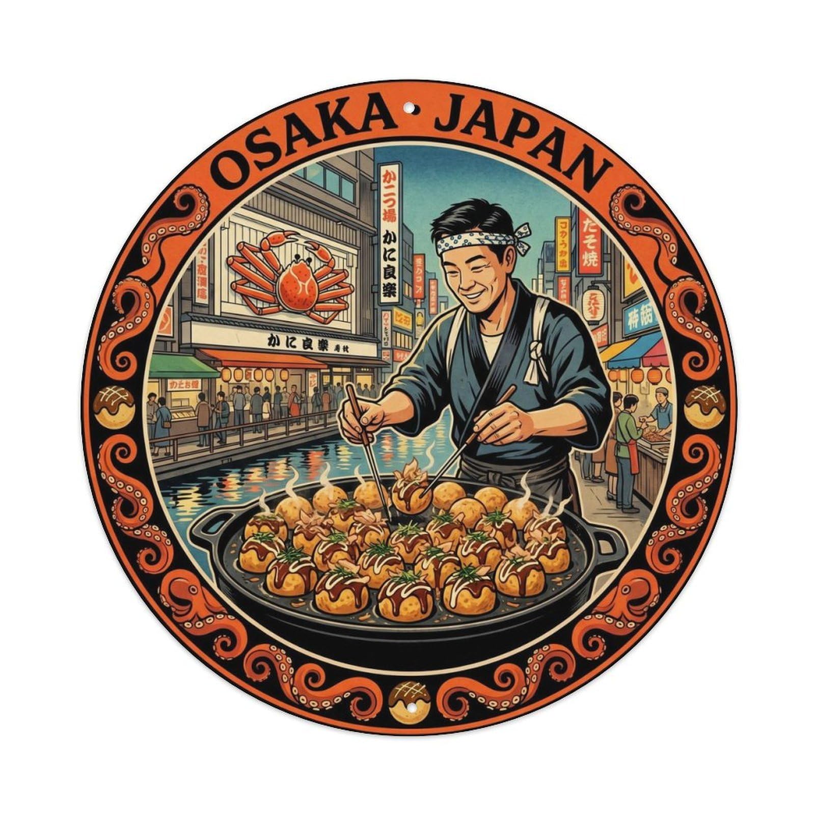 Osaka Takoyaki Master Street Food Travel Market Local Metal Tin Sign