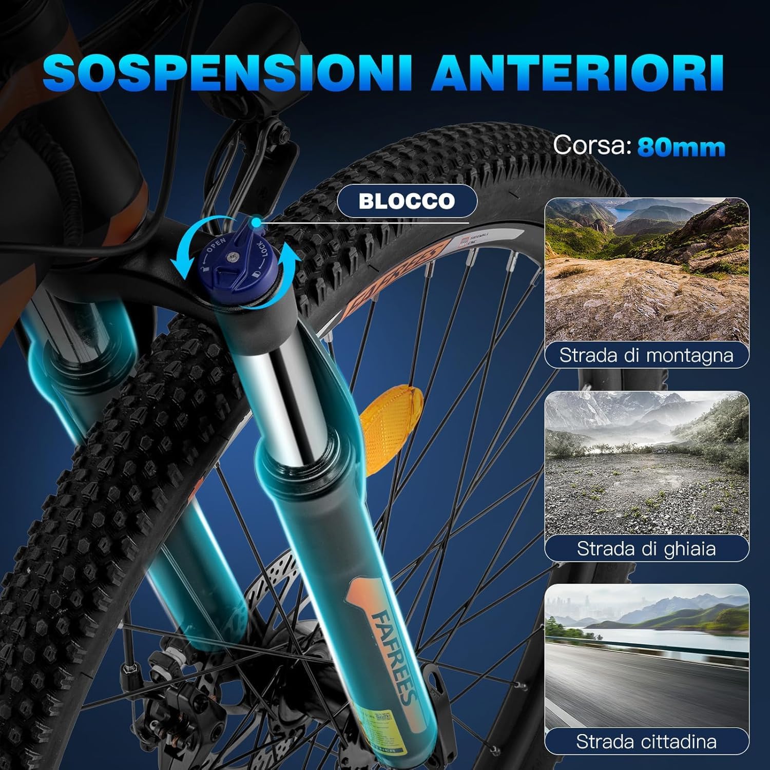 Fafrees Bici Elettrica 26" per Uomo Donna, 21 Velocità MTB da Città, 36V 13Ah 250W Ebike Pedalata Assistita fino a 100KM, Velocità Max 25KM/H,Hailong