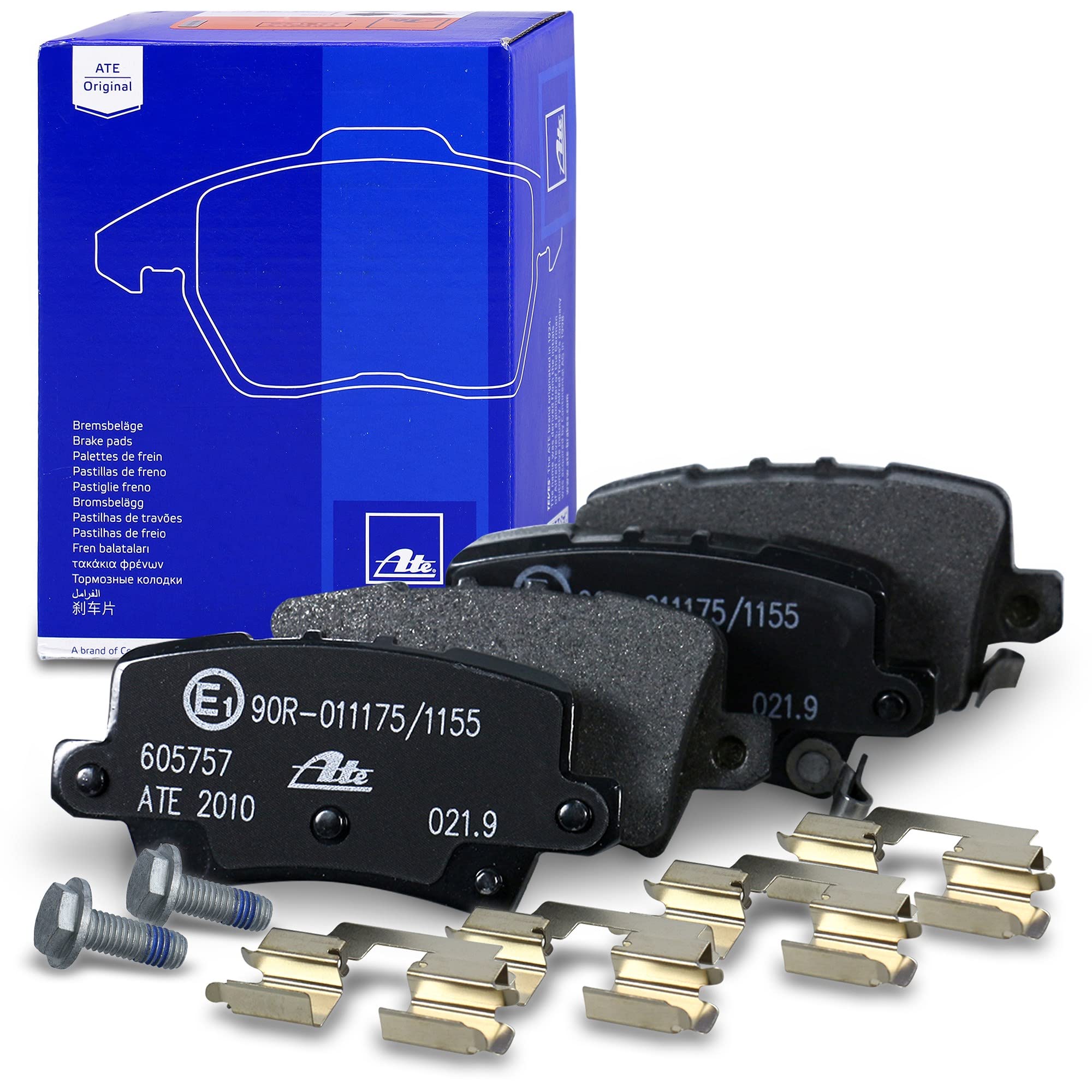 ATE Pastillas de freno Traseras con Tornillos y Avisador de Desgaste