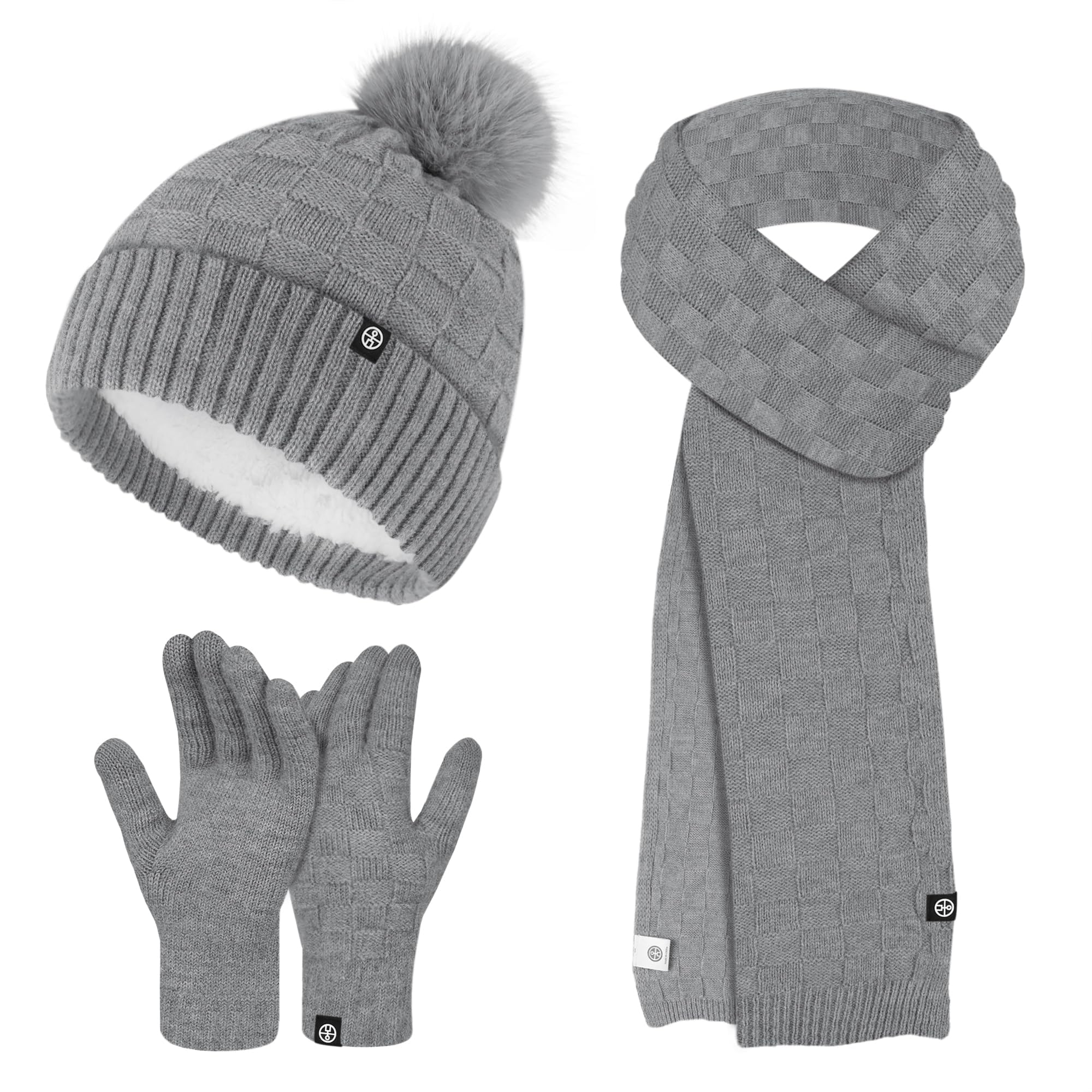 – Premium Winter Beanie Hat, Scarf & Gloves 3-Piece Set, Fleece Lined for Extreme Warmth, Slouchy Cold Weather Accessories with Touchscreen Functionality
