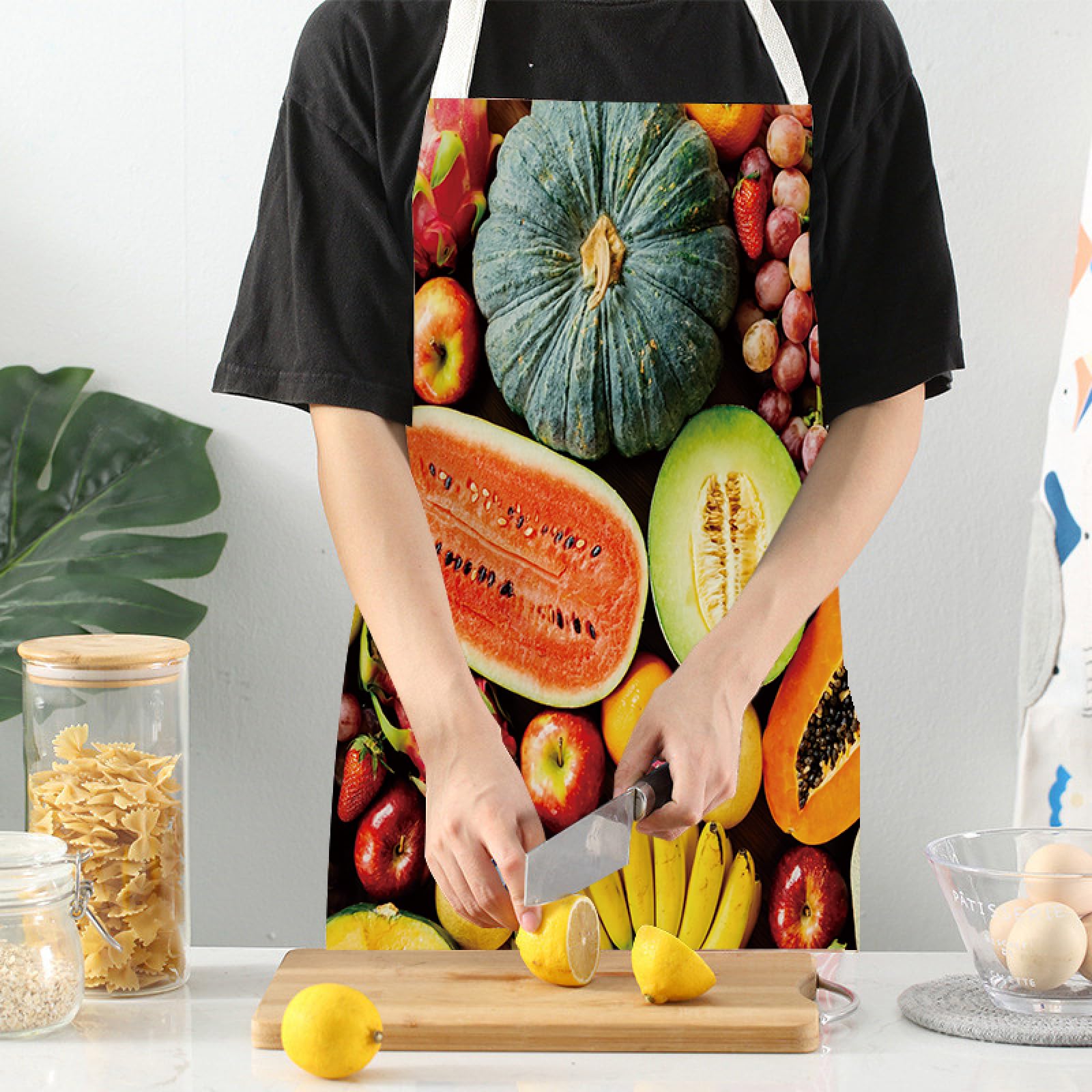 Delantal De Lino Sin Mangas Para Hombres Y Mujeres, Delantal De Cocina Con Estampado De Especias Y Frutas Vegetales, Delantal Resistente A Las Manchas Para Hornear, Restaurante, Camarero, Chef, U
