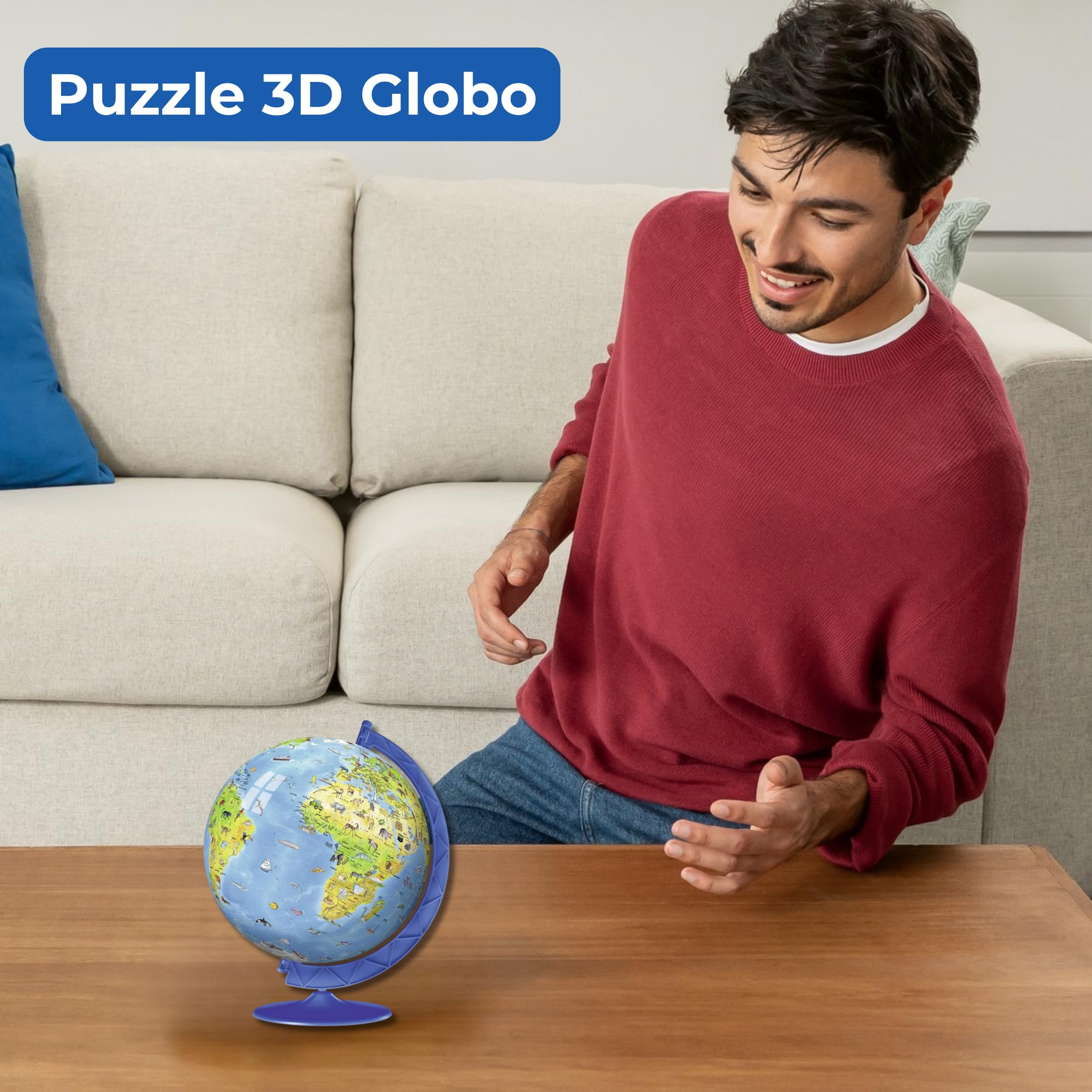 Ravensburger - Puzzle 3D Globo Terráqueo 180 piezas, +7 años | Puzzle 3D Globo Terráqueo de 180 piezas, maqueta para montar para niños +7 años, ideal como regalo educativo y creativo.