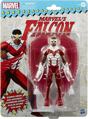 Marvel Legends Series Falcon - Figura de acción de embalaje retro de 6 pulgadas 3 accesorios