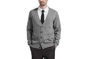 Amazon Essentials Men's Cotton Cardigan, Wool Blend V-Neck Button Down Cardigan Sweater with Pockets