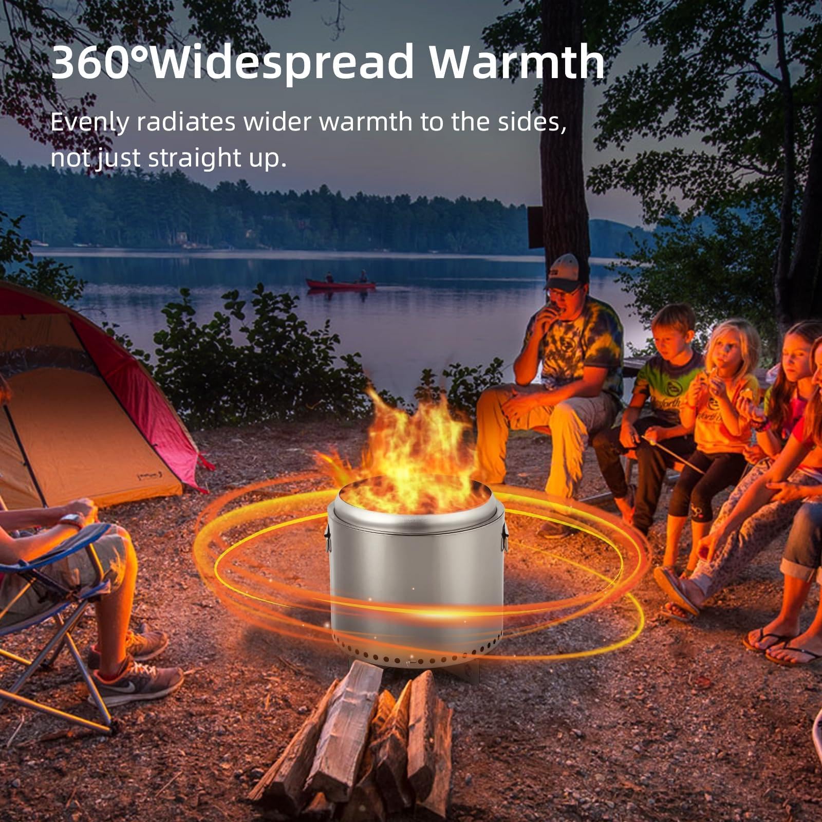 Braciere da Esterno Senza Fumo con Interruttore dell'Aria in Acciaio Inossidabile - Ideale per Riscaldare riunioni, Design Unico e combustione efficiente - Facile da Pulire, Ampio Riscaldamento a 360