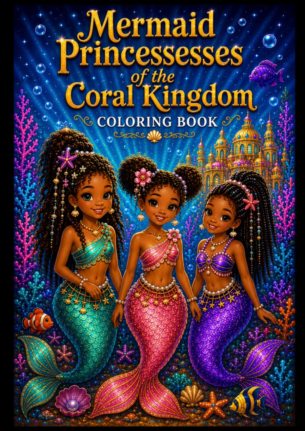 Mermaid Princesses of the Coral Kingdom: Coloring Book