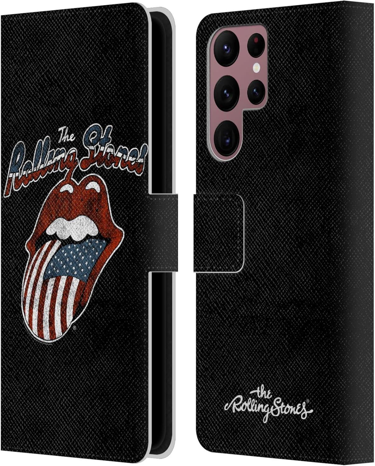 Head Case Designs Officially Licensed The Rolling Stones Us Flag Tongue Key Art Leather Wallet Case Compatible with Samsung Galaxy S22 Ultra 5G