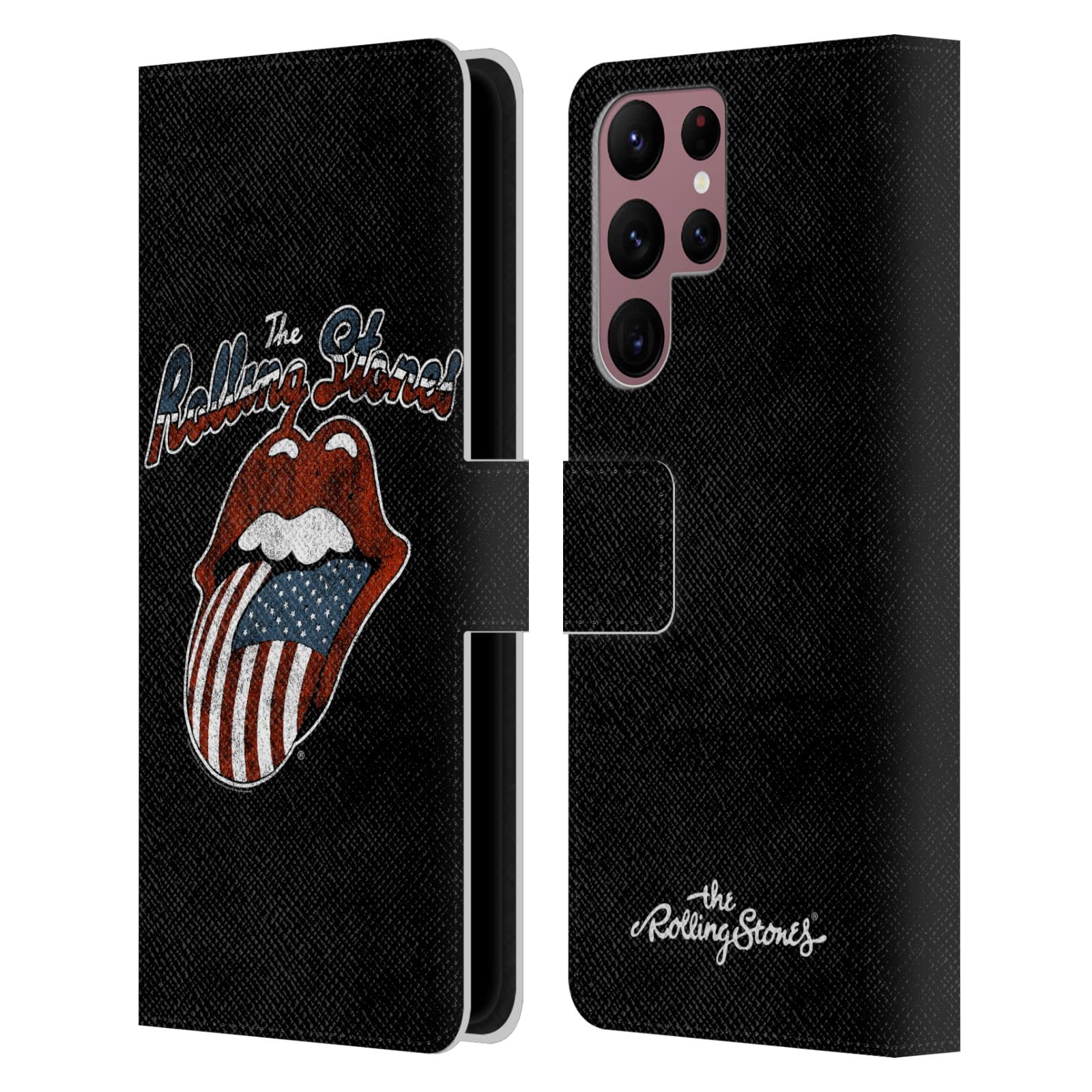 Carcasa de cuero tipo libro Samsung Galaxy S22 Ultra 5G funda protectora tarjetero Rolling Stones 7