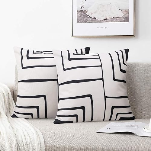 Pyonic Pillow Covers 18 x 18 Farmhouse Linen Throw Pillow