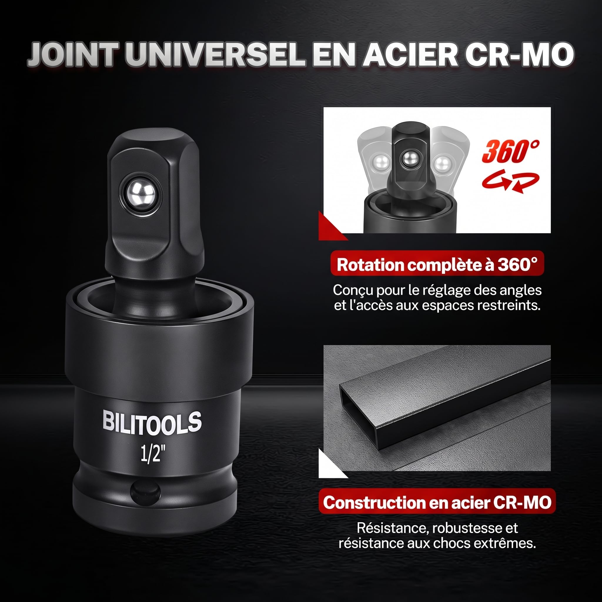 BILITOOLS Adaptateur Cliquet 17 pcs, Adaptateur Douille pour Clé à Choc