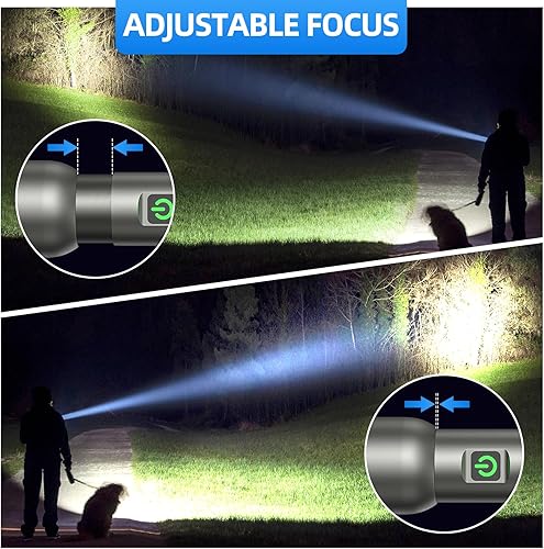 Miniatura 2 de ODISTAR Linterna recargable de alto lúmenes, 2 unidades, 2000 lúmenes, linternas LED superbrillantes con 7 modos de luz, IPX6 impermeable, potente