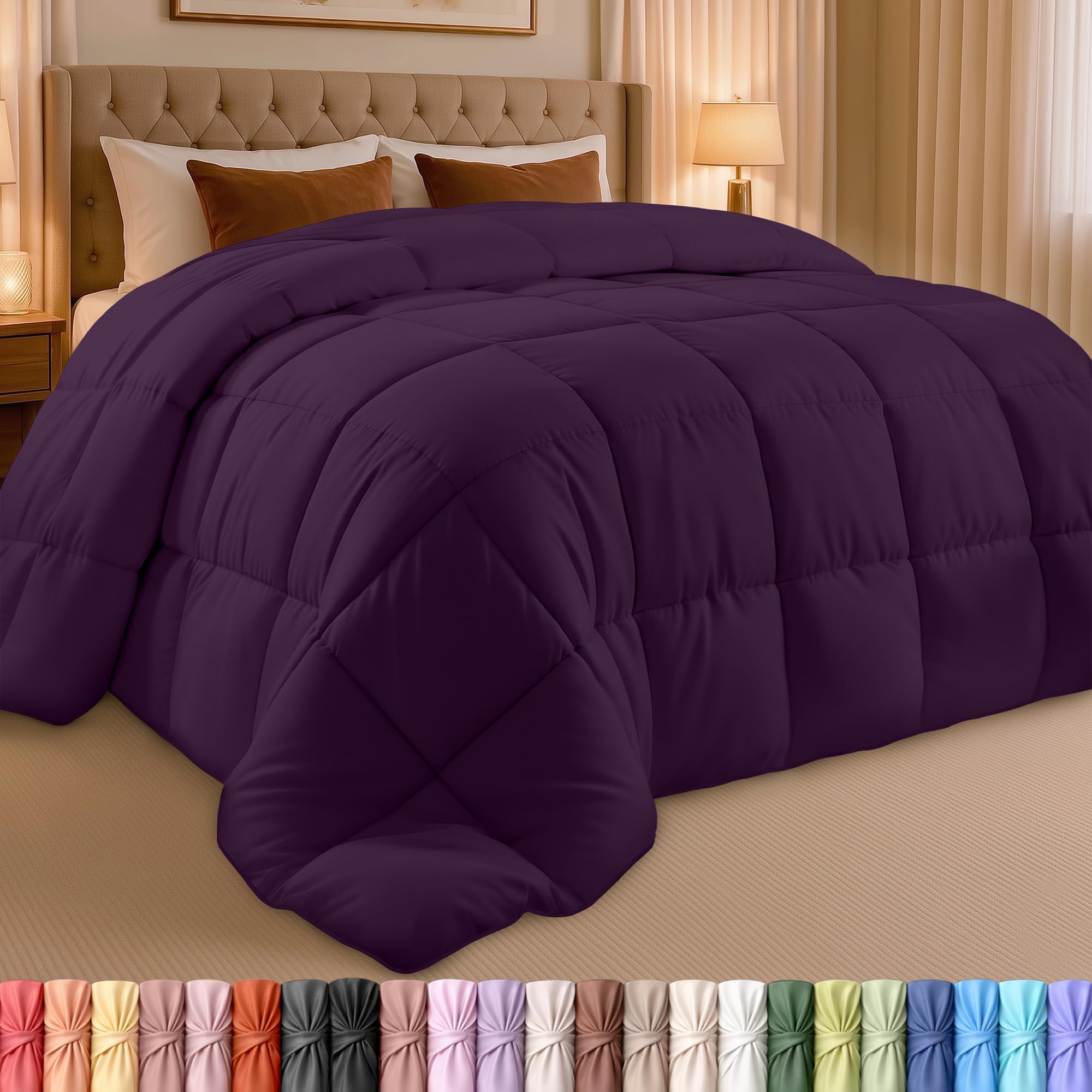 Utopia Bedding Comforter King Size, Duvet Insert, Plum, 90 x 102 Inches