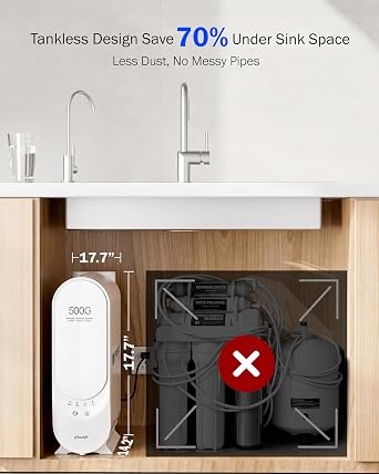 Frizzlife Reverse Osmosis Water Filter, Alkaline Mineral, NSF/ANSI 58&53&42&372 Standard, 500GPD 8-Stage Under Sink Tankless RO Water Filtration, 2:1 Pure to Drain, Reduce PFAS, PX500-A,New Packing