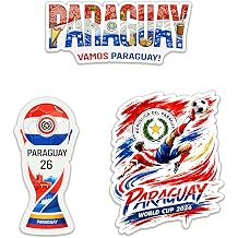 Paraguay Soccer Sticker Set 3Pcs - Waterproof Vinyl Decals for Laptop - Phone Case - Car - Notebook - Paraguay Soccer Fan Gift - Wc 2026 Souvenir Sticker for Football Fan