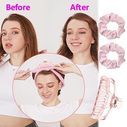 Miniatura 7 de Eco-Fused Juego de diadema rizadora de pelo, cinta larga de terciopelo con la que puedes dormir, kit de herramientas de peinado suave y sin calor,