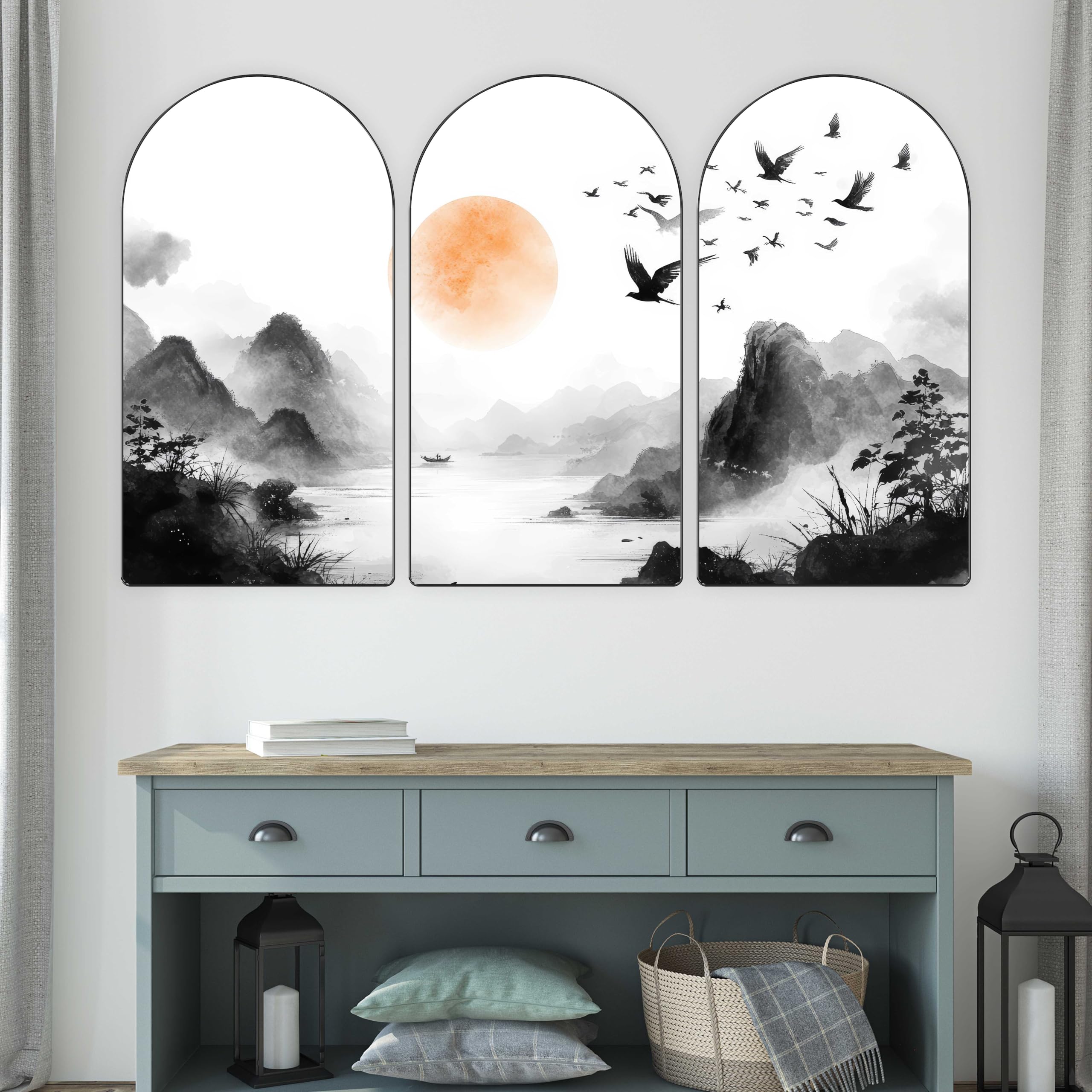 Livin'luxe Set of 3 Japanese Mountain Landscape Wall Painting for