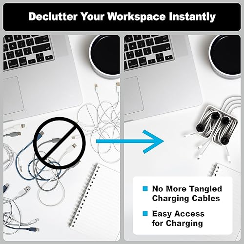 Miniatura 6 de Parodia Organizador de estación de cables - Mantenga los cables ordenados y listos para usar - Blanco, 3.7 in