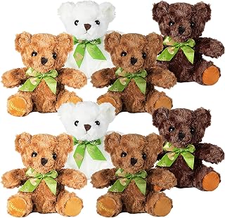 8 Pieces Plush Stuffed Teddy Bear, 8Inch Cute Furry Bear Toys with Bow Tie, Teddy Bear Animal Doll for Party Favor Room Decor Festival Gift Birthday Gift