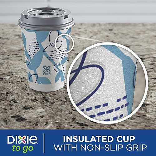Miniatura 6 de Dixie To Go - Tazas de café de papel con tapas, 12 onzas, 66 unidades, vasos de papel aislantes desechables para bebidas calientes o frías