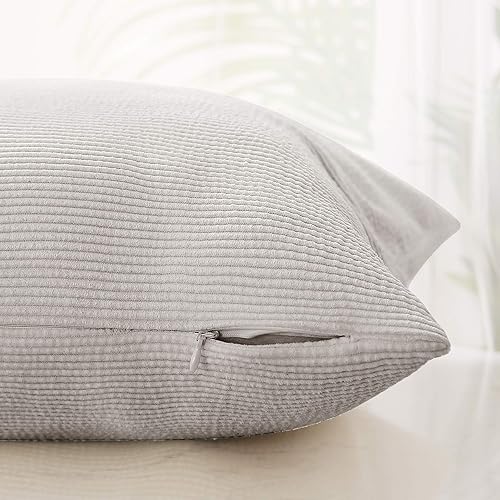 Miniatura 2 de Deconovo Fundas de cojín decorativas para cama, sofá, 20 x 20 pulgadas, 1 unidad, gris claro