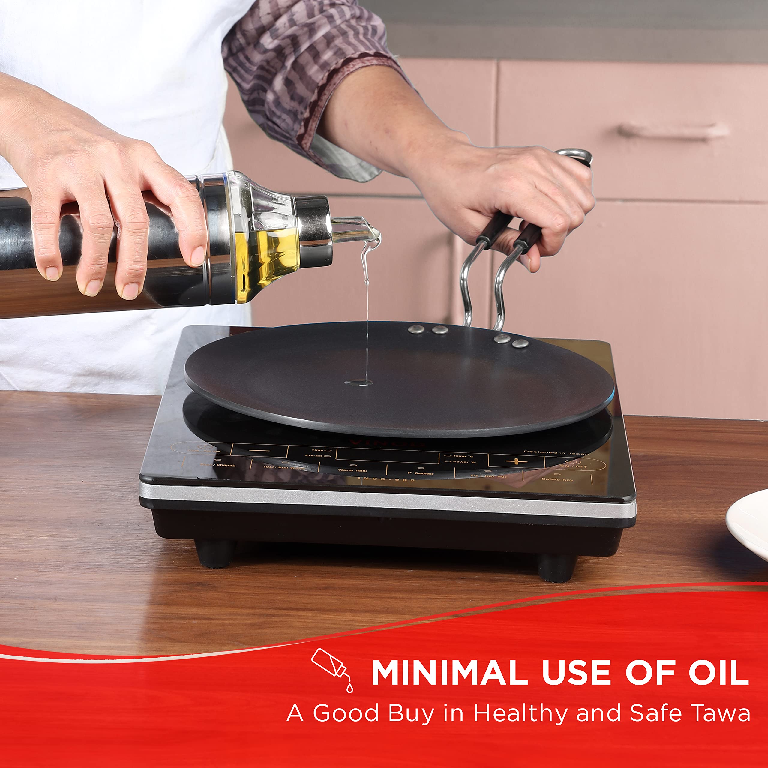 Vinod Hanos Non Stick Concave Tawa - 26.5 cm (Induction Friendly)