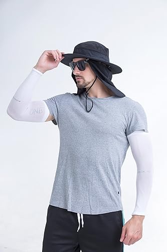 Miniatura 2 de Sombrero de pesca con protección solar, funda extraíble con solapa para el cuello con mangas para brazos para exteriores