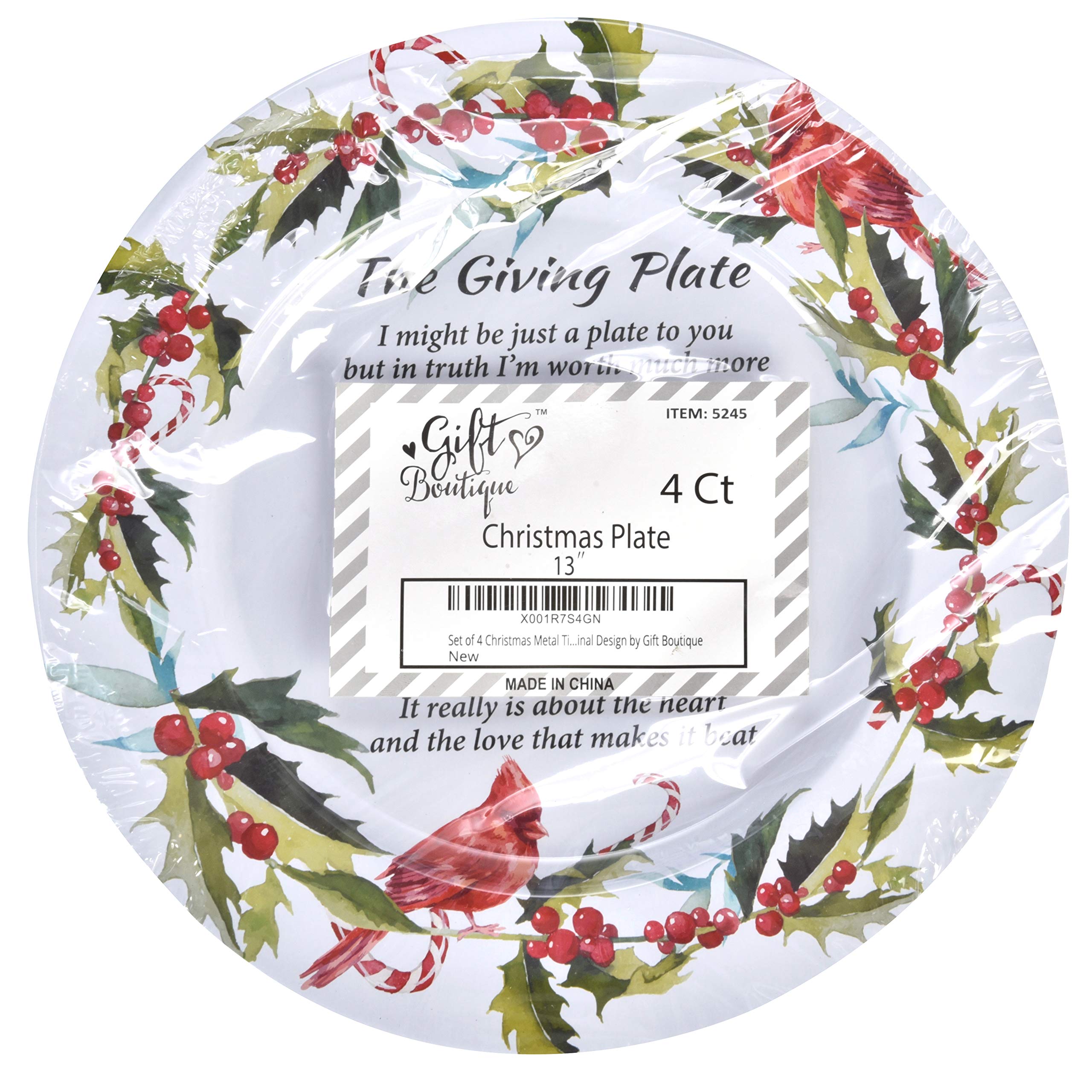 Amazon.com | Gift Boutique Set of 4 Christmas Giving Plate with