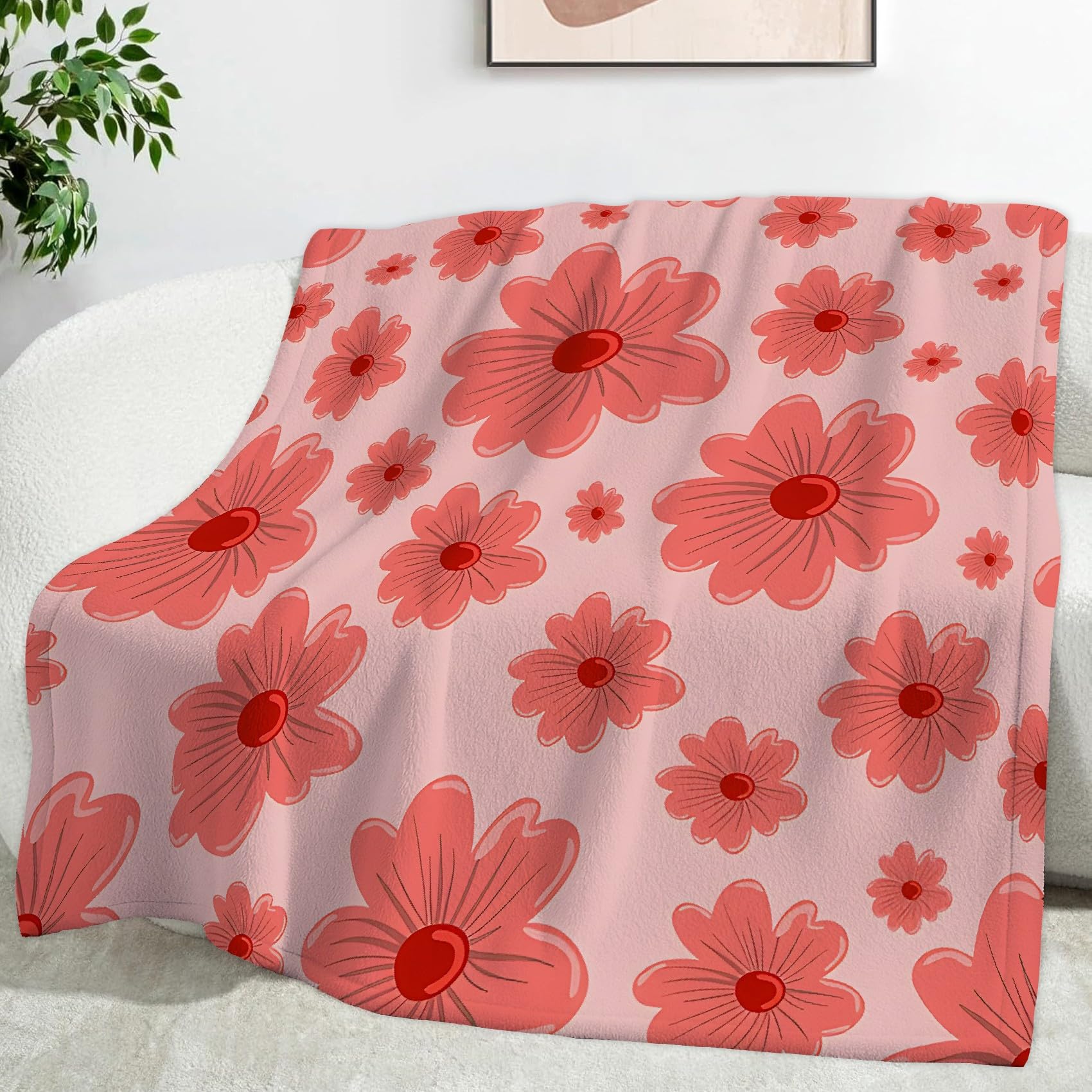 Plaid polaire chaud microfibre flanelle couverture rose 220x240 grand confort