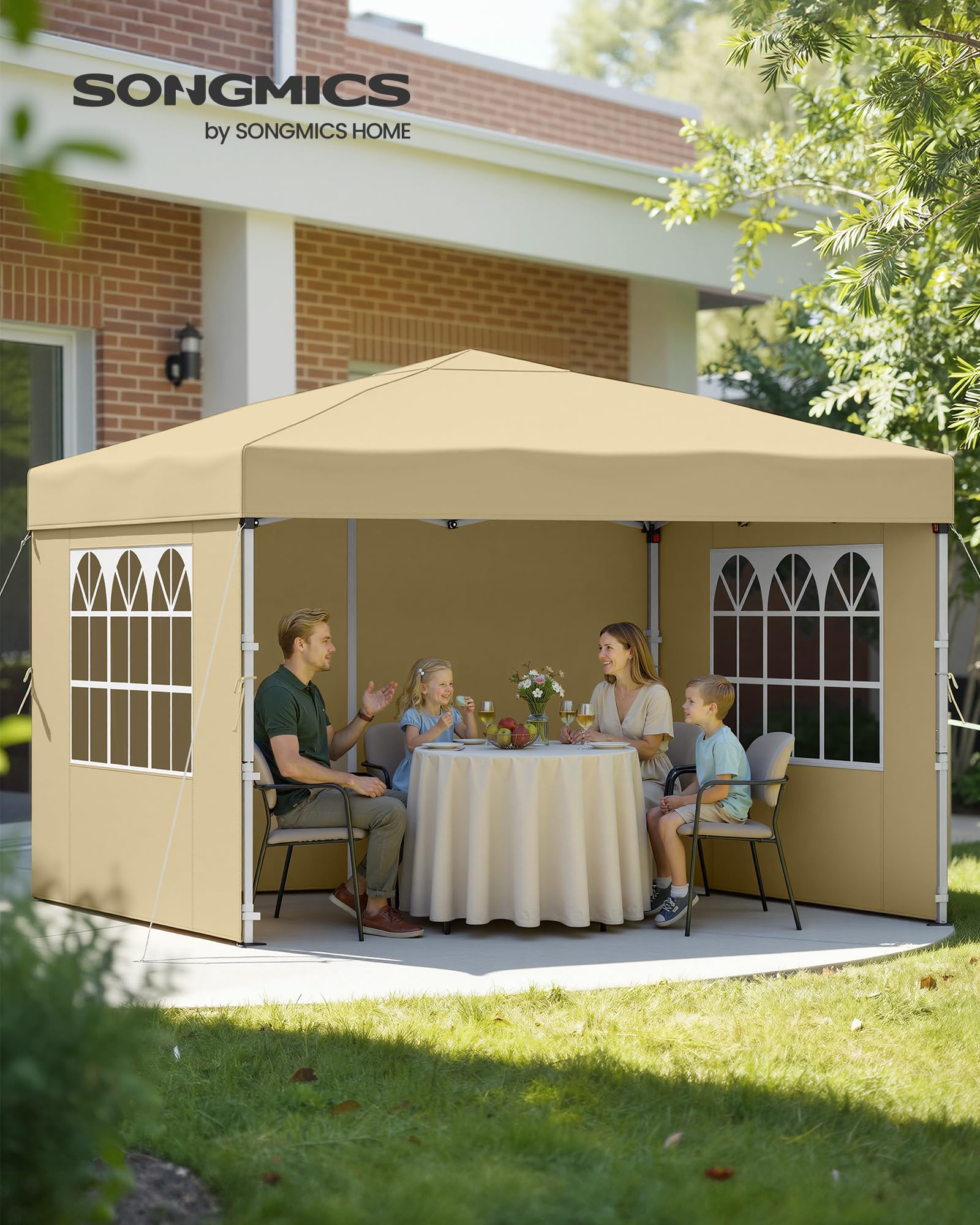 SONGMICS Gazebo Pieghevole 3x3 m Beige GCT104LZ01