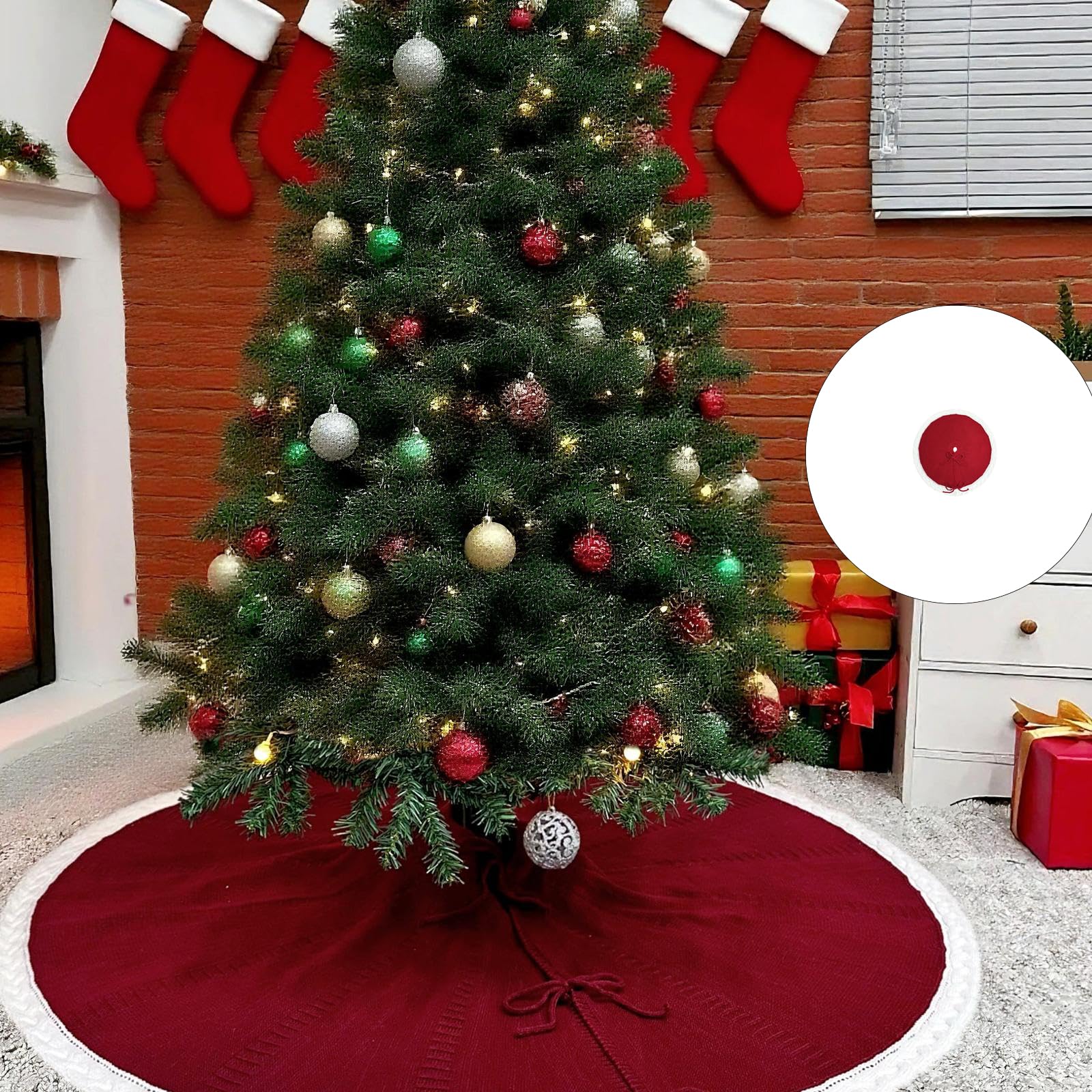 Vacanze Maglia Albero Gonna Morbido Tessuto Rotondo Base di Natale Coperture Decorazione Alberi Tessuti A Mano Tappeto Per La Casa Tappetino Decorativo