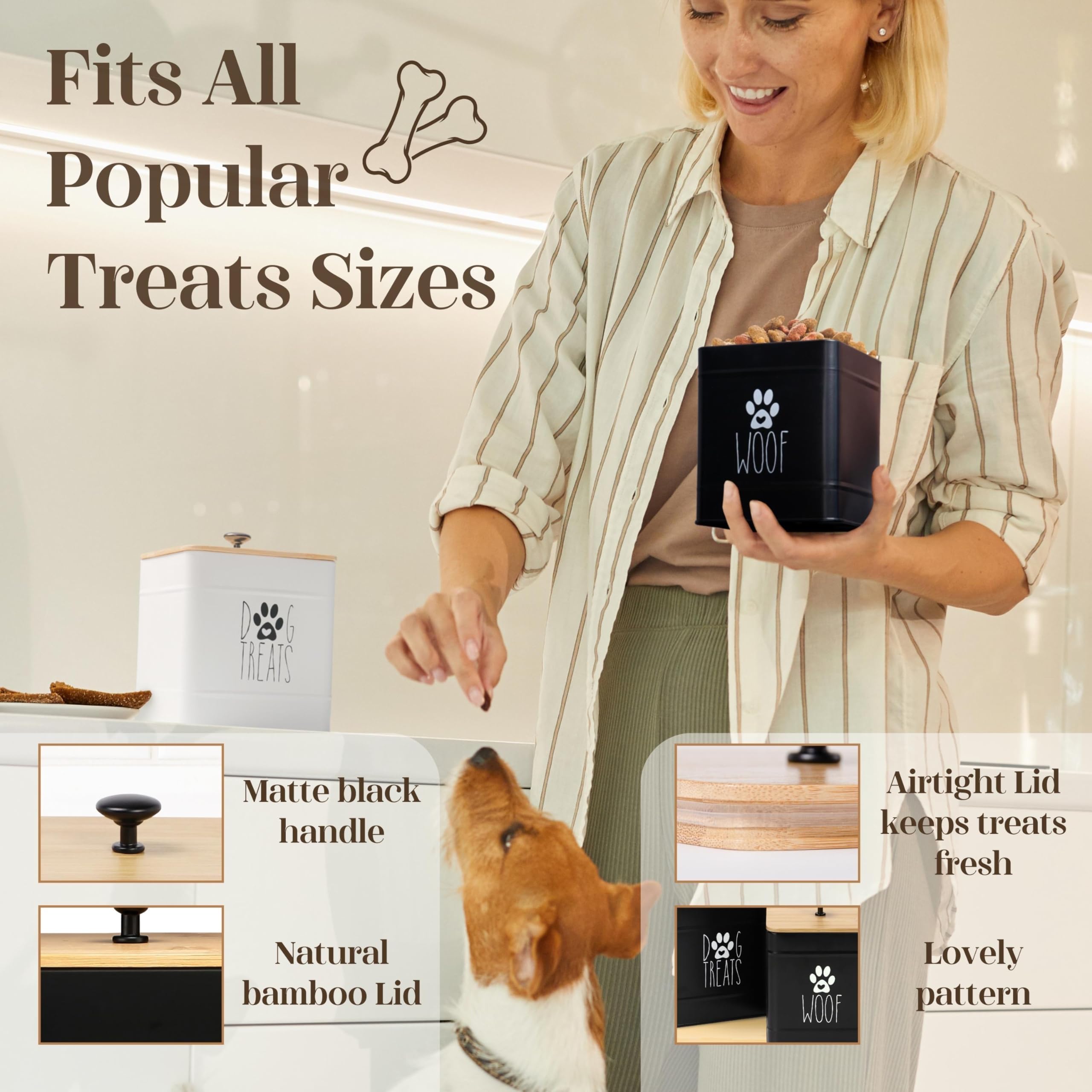PERFNIQUE Dog Treat Container, Dog Treat Jar Set of 2 with Airtight Lid - Image 2