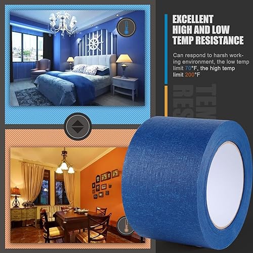 Miniatura 4 de Lichamp Cinta adhesiva ancha de 3 pulgadas, 2 paquetes de cinta azul para pintores, papel de enmascarar azul, 3 pulgadas x 55 yardas x 2 rollos