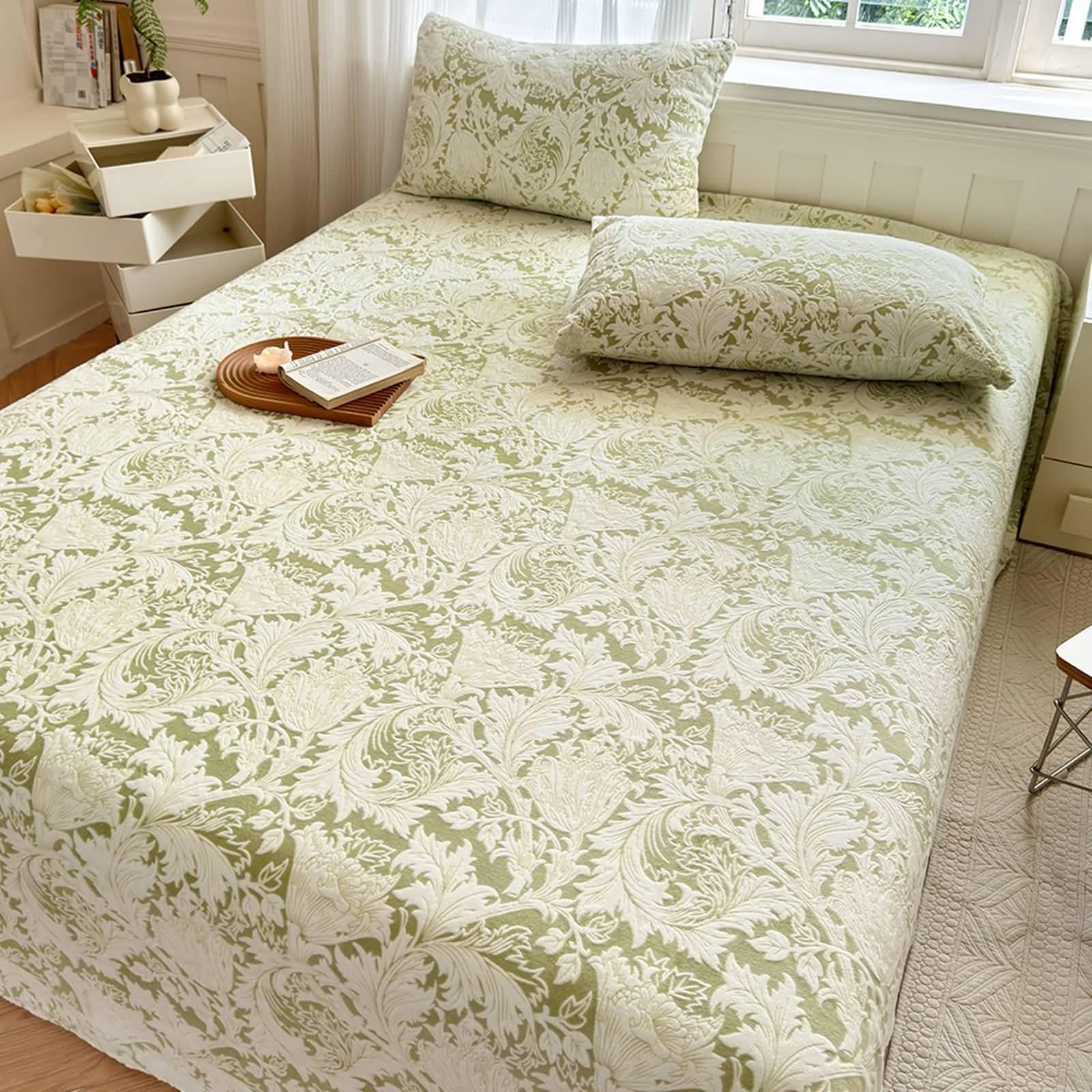 Drap housse en jersey velours de lait luxe vert lit eau 160x230