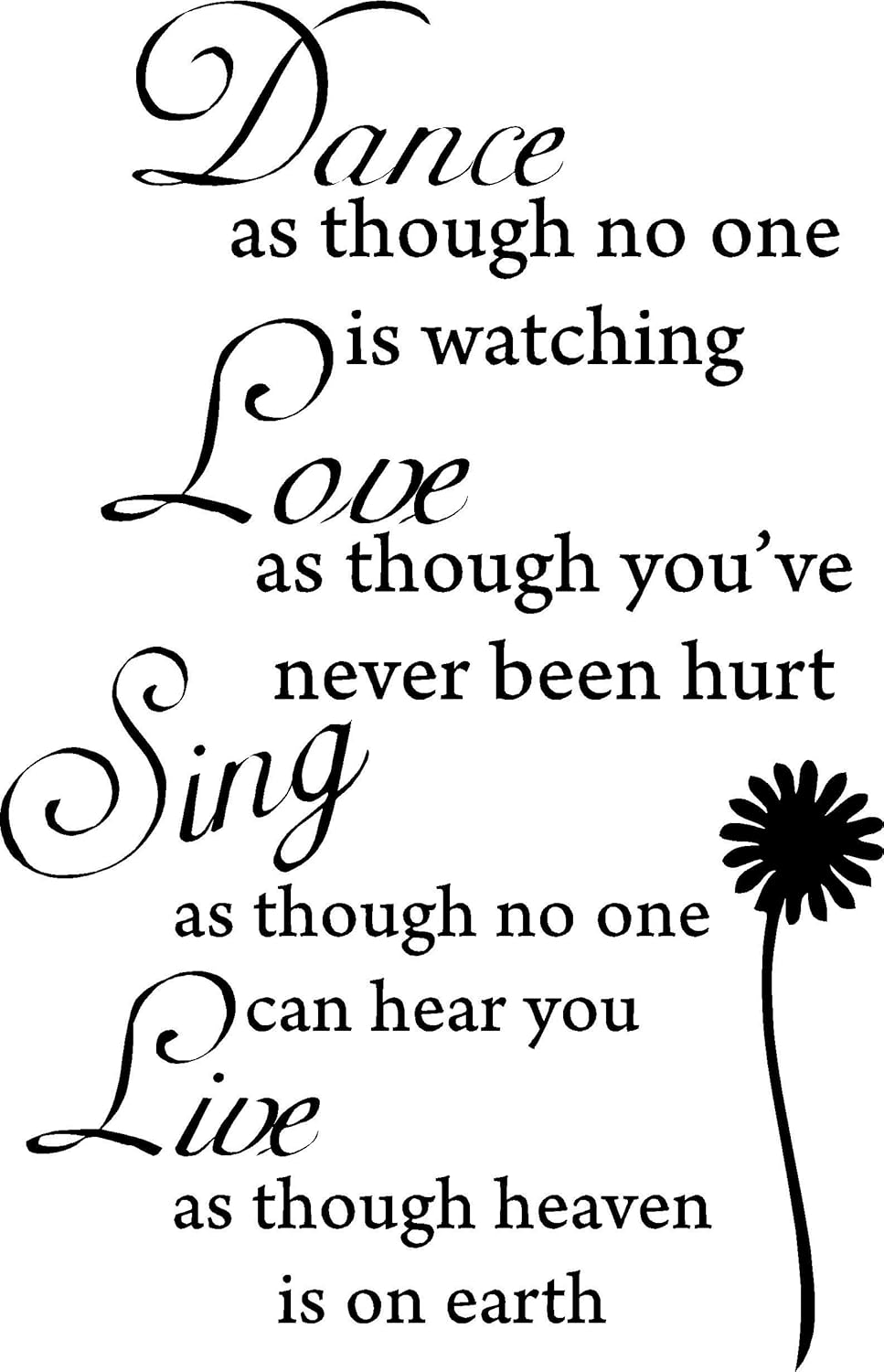 Picniva Gold(Chrome Mirror) Dance Love Sing Live Wall Quotes Decal Removable Stickers Decor Vinyl Art 22'' X 34''