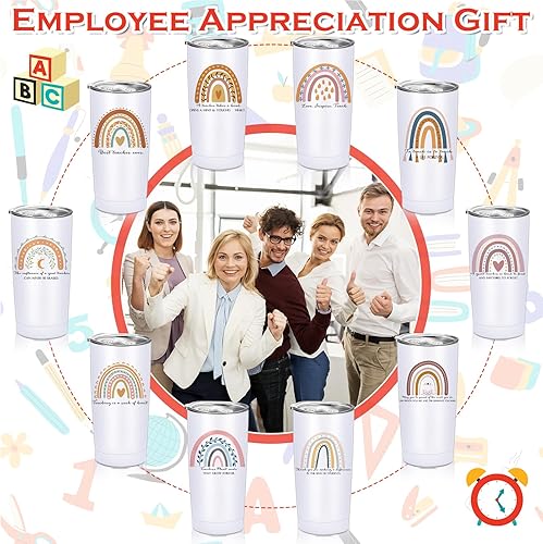 Miniatura 6 de Inbagi Regalos de agradecimiento a los profesores, vaso de acero inoxidable con tapas, agradecimiento, arco iris, regalo de fin de año para el día