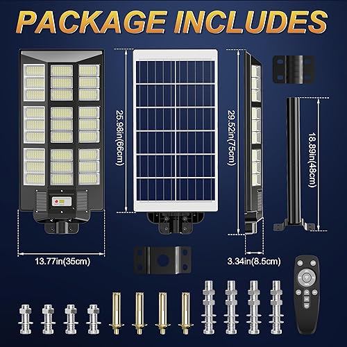 Miniatura 7 de ASCAKE Luces solares de calle, 1458 LED de 3200 W, sensor de movimiento, luces solares para exteriores con control remoto, luces solares de